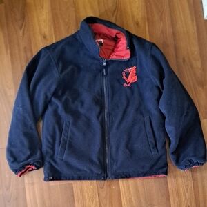 Children's Navy Fleece Jacket with Red Dragon Design. Reversable.